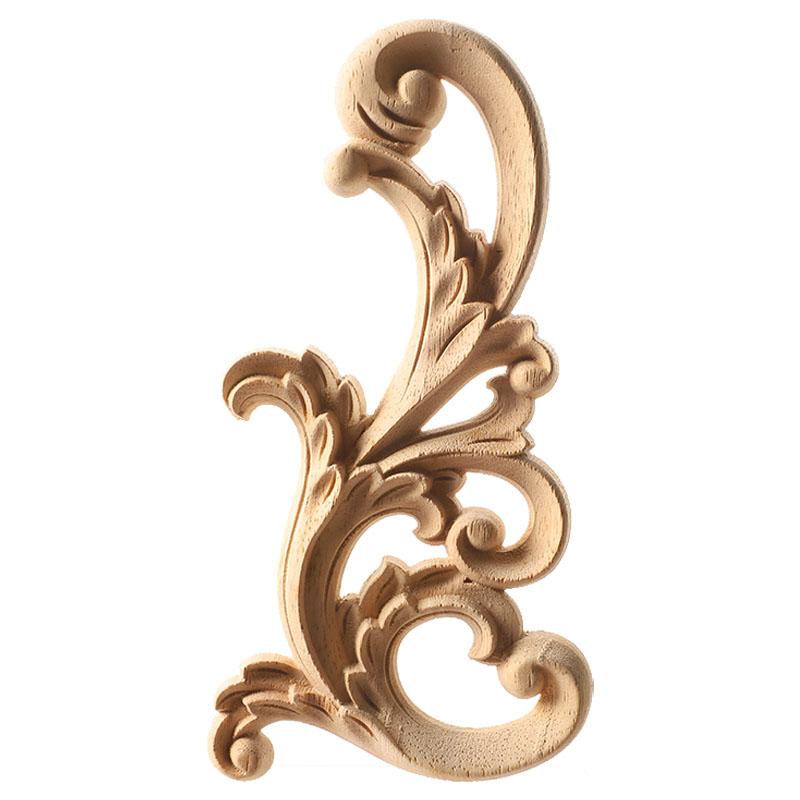 1Pc Chinese Carving Solid Wood Appliques For Furniture Cabinet Unpainted Wooden Mouldings Decal Vintage Home Decor Decorative