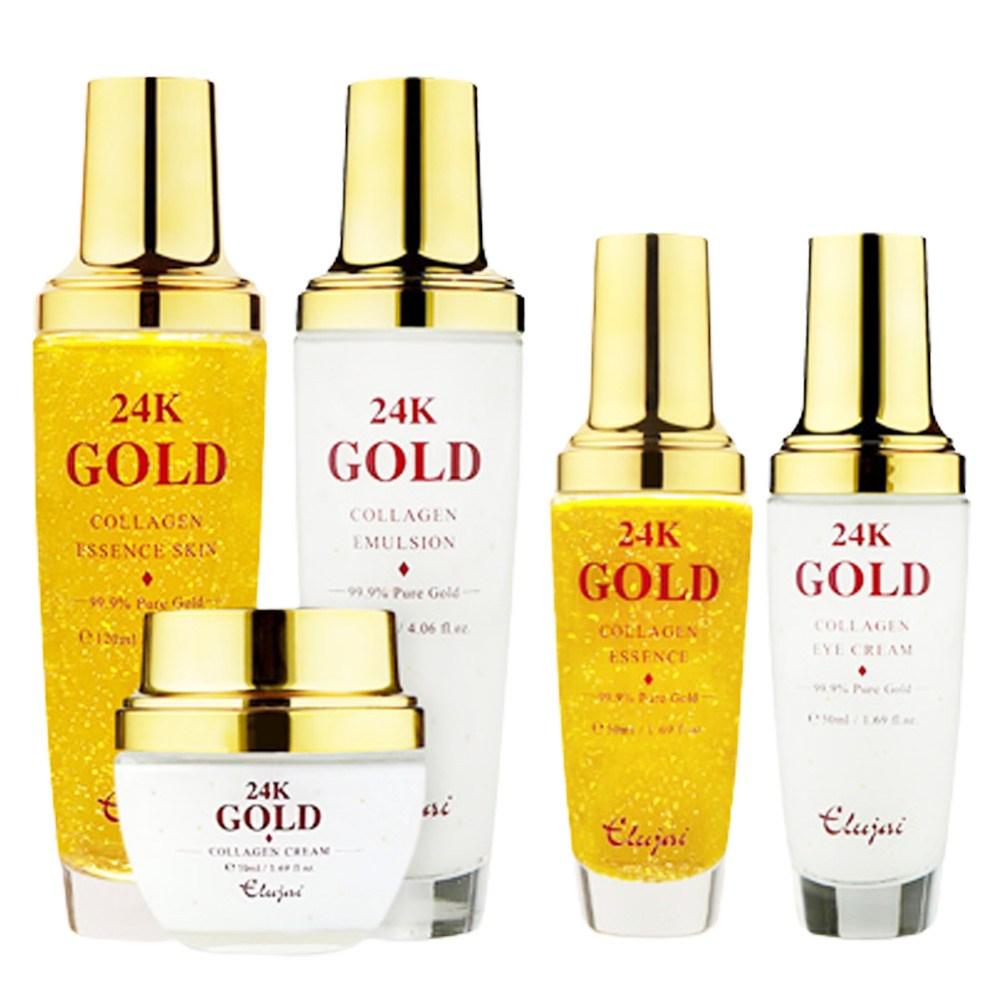 Eluzai 24k gold коллаген базовый 5 типов кожи эмульсия эссенция крем для глаз питательный крем, 5 типов, 1 набор