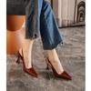 Burgundy Sexy Bag Head Sandals Women's 2025 New Model Back Strap Patent Leather Versatile Thin Heel Pointed High Heels Women