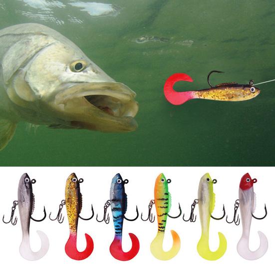6 шт., 6 см/4 г, светящиеся мягкие рыболовные приманки, предварительно оснащенные джиг-головкой, приманки для плавания, реалистичные 3D глаза, яркие цвета, керлинг-хвост, поддельные приманки