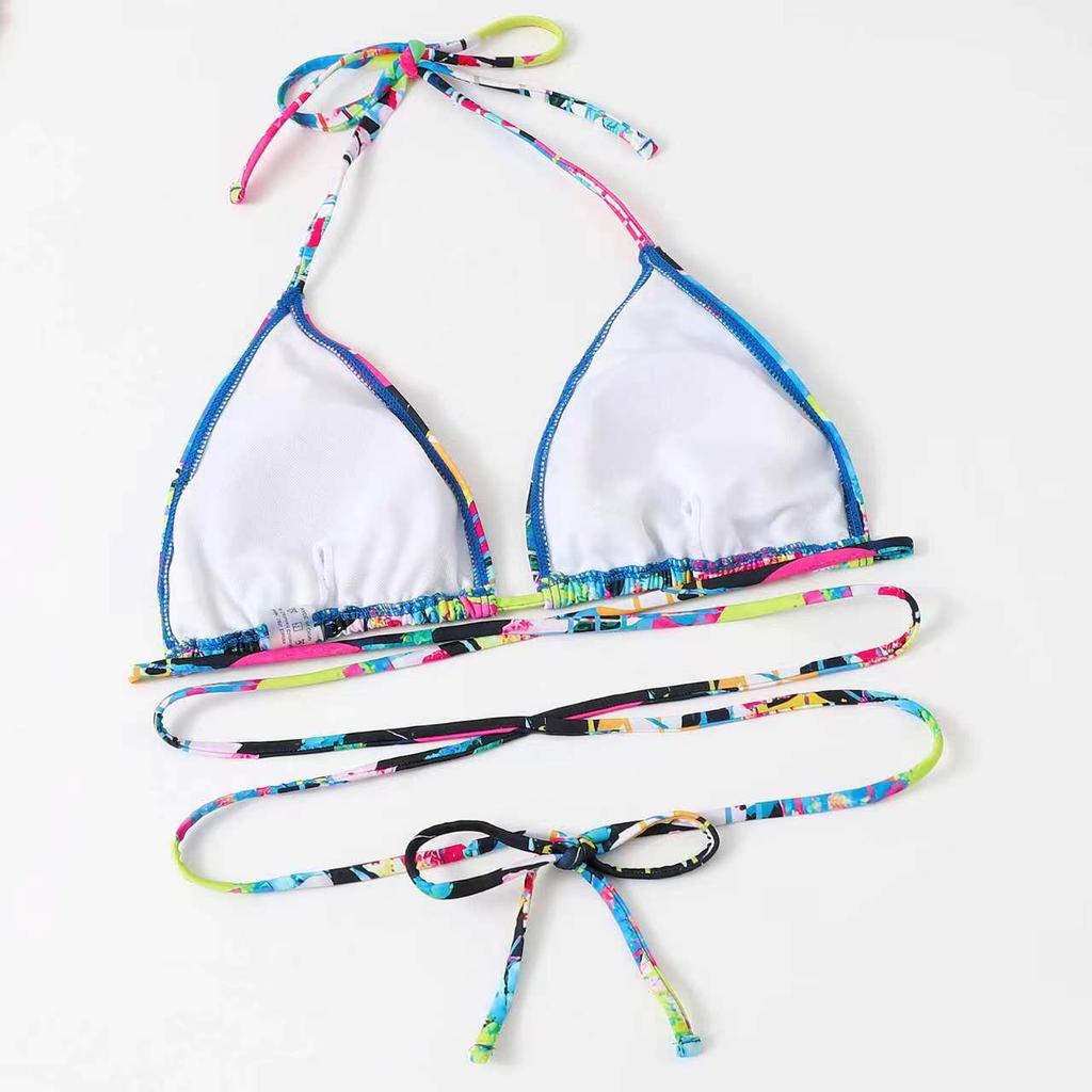 Купальник женский, разделенный комплект из трех предметов, с высокой талией, с кулиской и принтом, с длинными рукавами и круглым вырезом, на шнуровке, бикини, костюмы