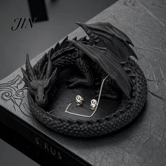 Маленький поднос для мелочей, 3D-печатный поднос для украшений в виде дракона, Свернутая фигурка, миска для ключей, Фантастический креативный домашний декор, Настольный органайзер для сережек