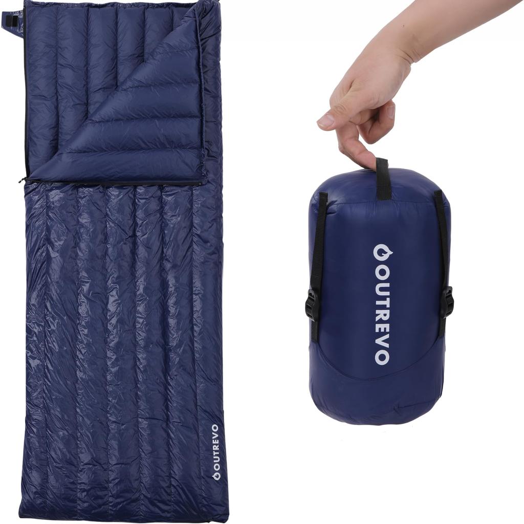 OUTREVO Down Sleeping Envelope 400g Goose Connects for Outrevo Bag, Style, Lightweight, Down, Two, Compact, (Navy)