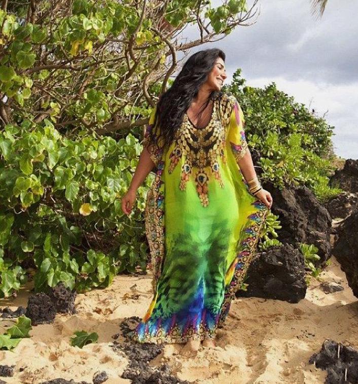 Индиго Цветочный Пляжный Халат: Свободное пляжное праздничное платье с солнцезащитным эффектом и накидка для бикини