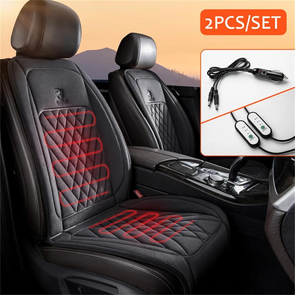 2pc Heated Car Seat Cover Car Heating Cushion Back Warmer Heating Pads One Pair