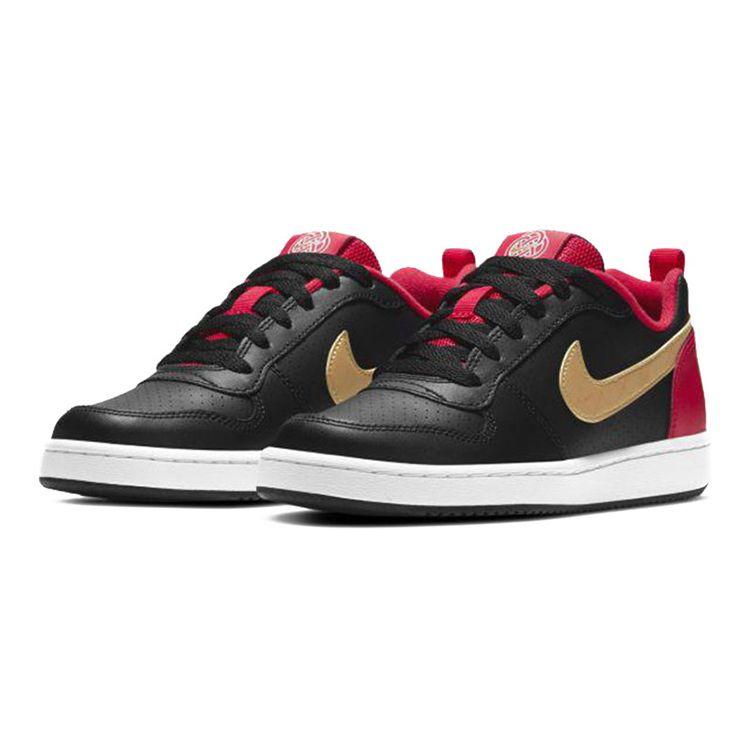 Nike Детские кроссовки Court Borough Low GS на китайский Новый год, черно-белые, университетский красный DD8495-091