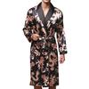 Men Simulation Silk Print Plus Size Pajamas Lingerie Robe Bathrobe Dressing Gown