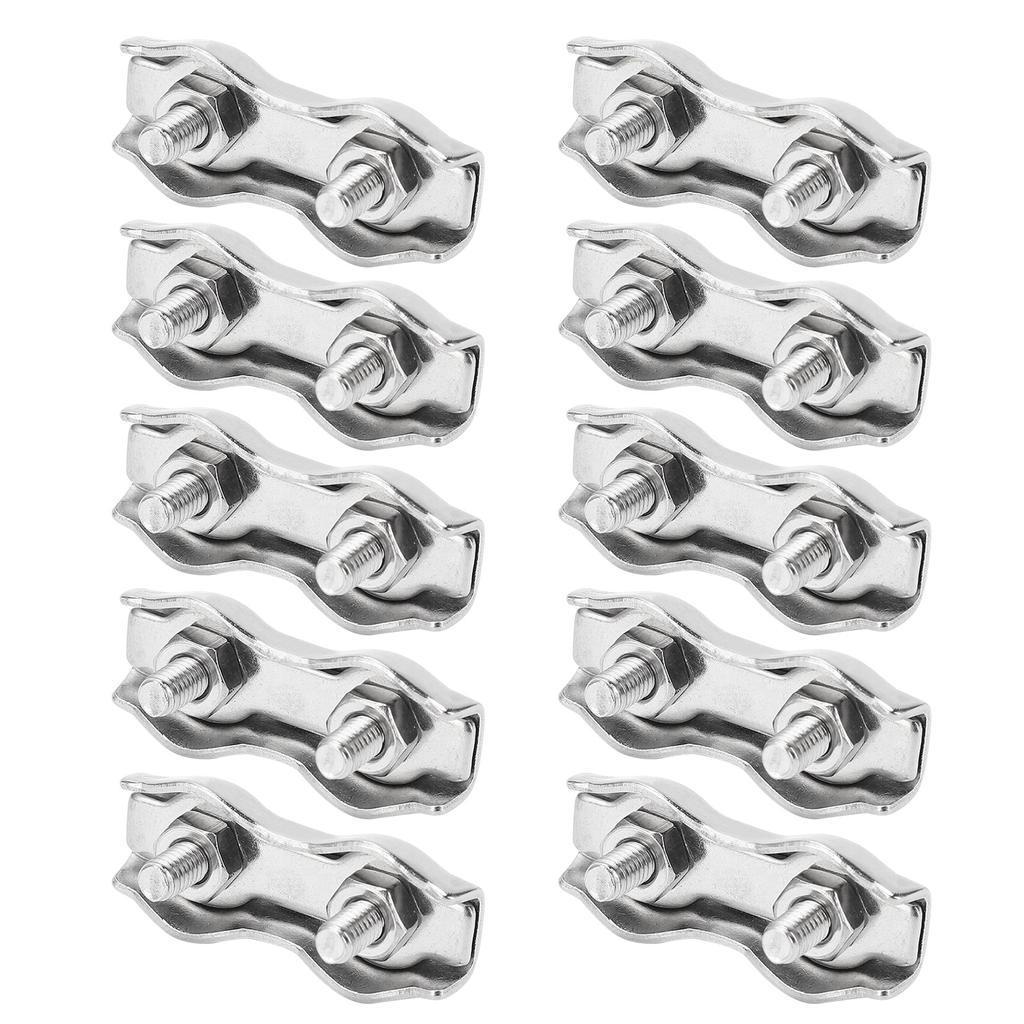 10Pcs Steel Wire Rope Chuck Lock 304 Stainless M3 Double Clip Clamp for Industrial Mechanism