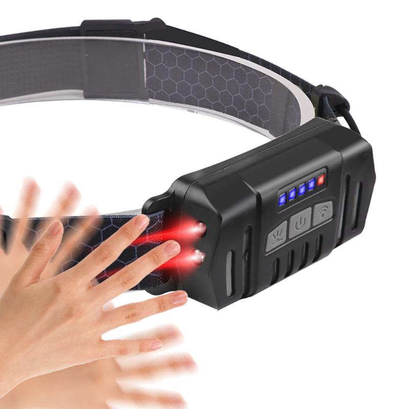 Налобный фонарь XPG Sensing COB, уличная лампа для рыбалки, зарядка через USB, зум, светодиодный мощный силиконовый налобный фонарь