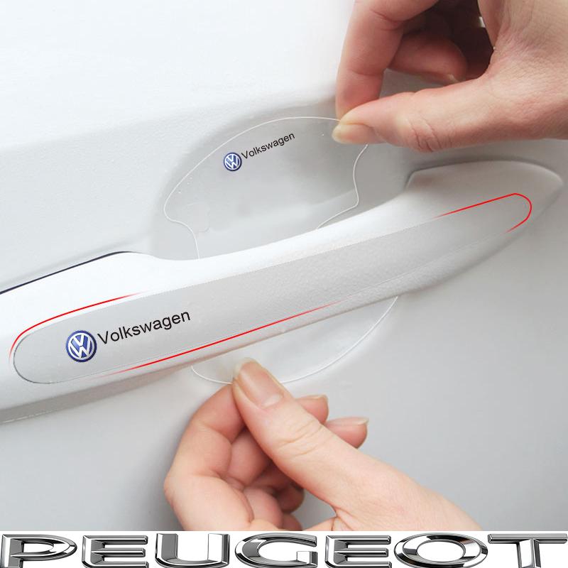 For Volkswagen b3Car Sticker Door Handle Bowl Scratch Protective Sticker For VW GTI Polo Golf PassatB6 Tiguan Arteon Taigo Caddy Jetta Tire Valve IJN1