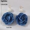Denims Blue Rose Earrings Handmade Flower Earrings Fashion Denim Floral Earrings