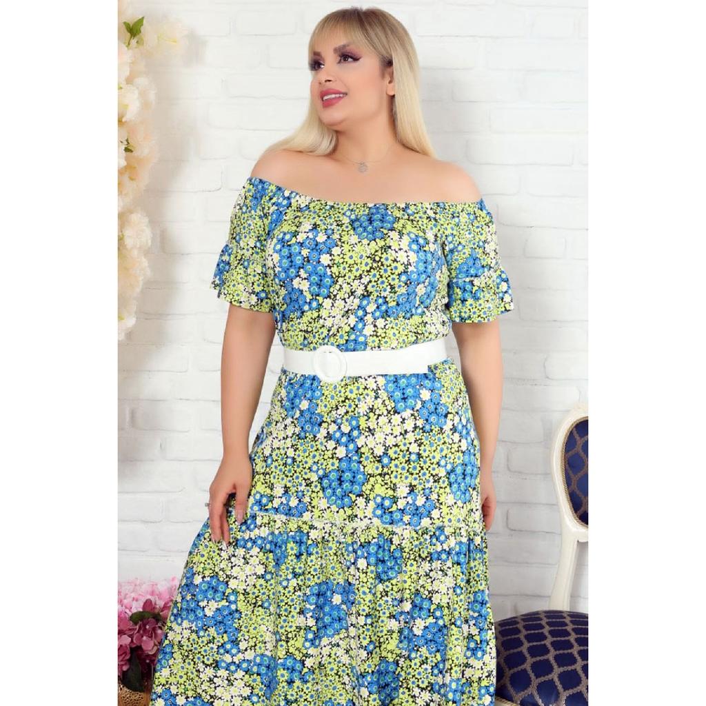 Special Design Madonna Collar Flower Flower Short Arm Belt Casual Dress