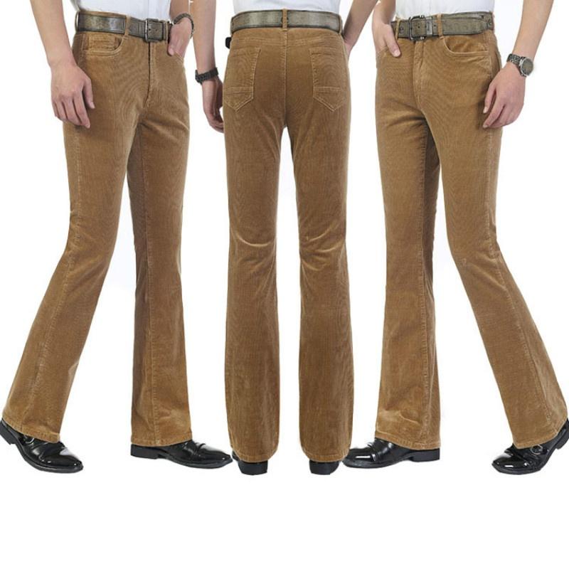 Мужские винтажные вельветовые расклешенные брюки, длинные повседневные брюки-клеш