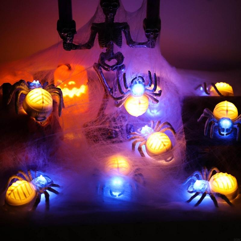 12Pcs Decorative LED Night Glowing Spiders Lamp Spiders Night Light Decoration