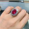 Vintage 100% 925 Sterling Silver Oval 10*14mm Ruby Topaz Emerald Wedding Engagement Cubic Zircon Ring Gift Fine Jewelry Women
