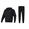 Solid Color Loose Hooded Fleece Sweatshirt And Cuffed Mid-Waist Long Pants Casual Sports Suit Men Sweatshirt, Pants Black BV2646-010+BV2763-010