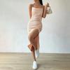Women's Halter Dress Summer Split A-line Dress Haute Couture Dress