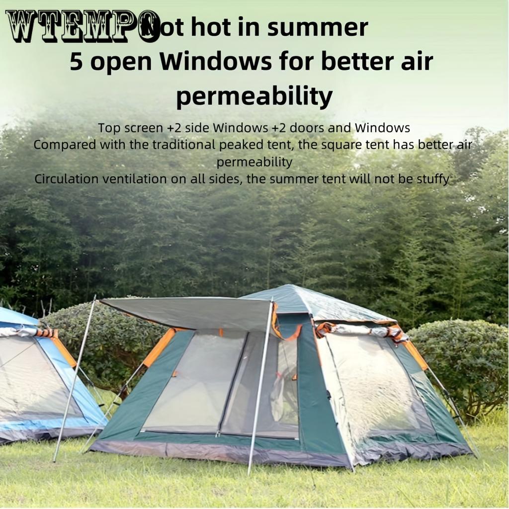 Водонепроницаемая переносная палатка для кемпинга - простая установка, прочная ткань Оксфорд, дуги из сплава, застежка-молния - темно-зеленая автоматическая многопляжная утолщенная защита от дождя