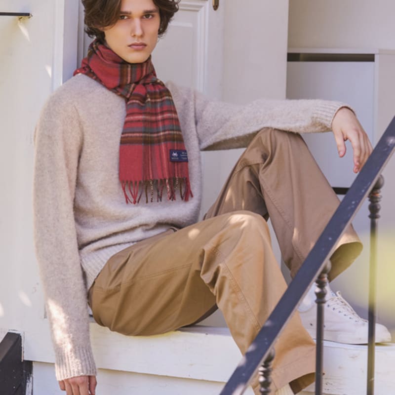 ABRAHAM MOON Шарф из мериносовой шерсти 25 см - Античный Королевский Стюарт