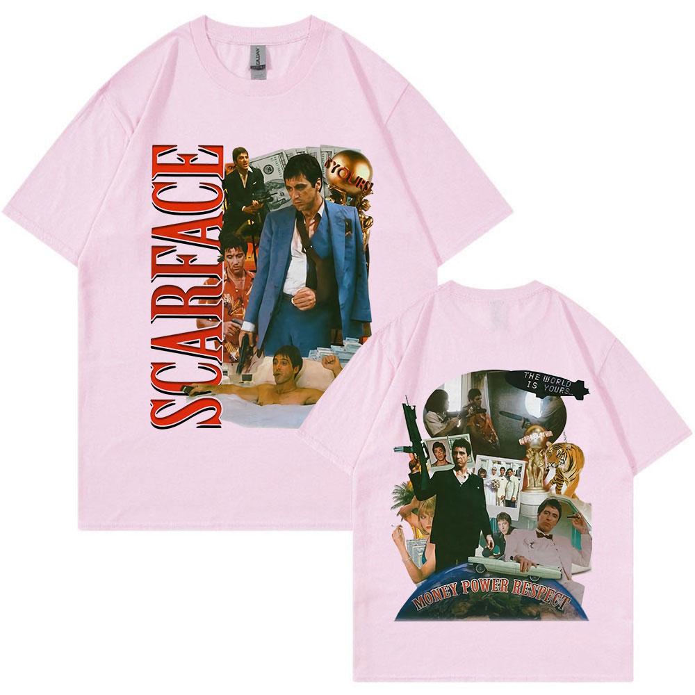 Винтажная футболка 90-х годов «Лицо со шрамом» из фильма Аль Пачино, Тони Монтана, двусторонние футболки с графическим принтом, большие футболки в стиле хип-хоп, панк, уличная одежда