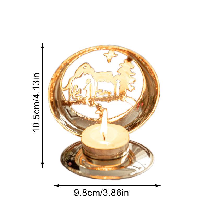 1PC New Christmas Scandinavian Tabletop Gold Iron Candle Holder Projector Wind Lamp Ornaments