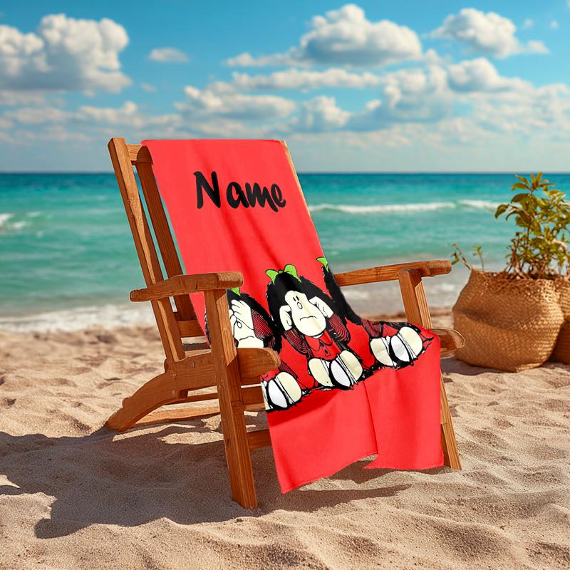 Personalized customized proof beach towel with Mafalda pattern - soft, absorbent,quick-drying,perfect swimming,camping&bathing