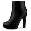 Allegra K Women's Platform Chunky Heel Ankle Boots, Black, Size 23.5cm