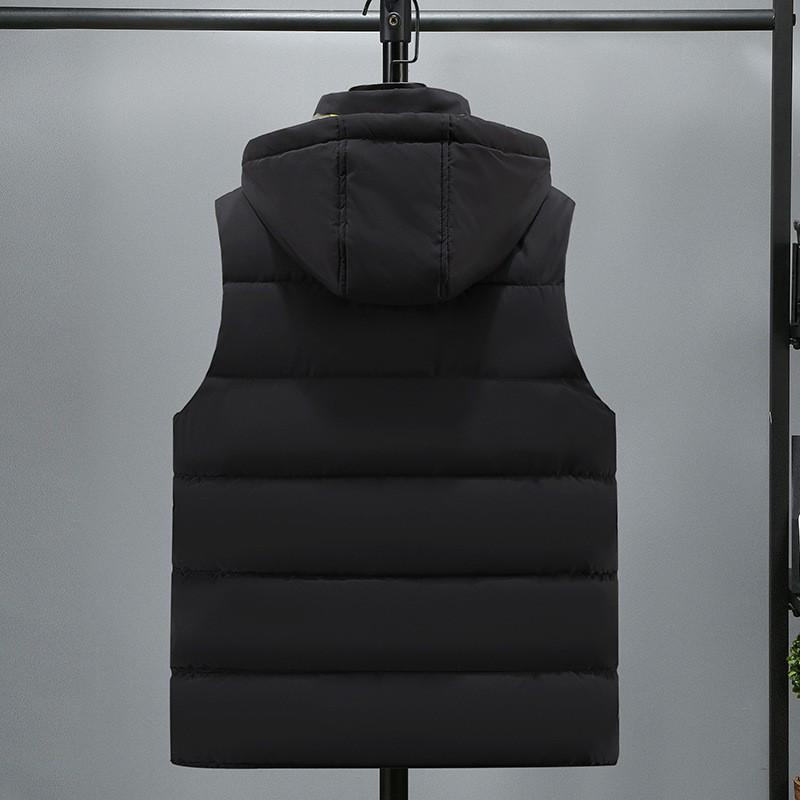 Mens Detachable Hood Puffer Vest Loose Warm Sleeveless Jacket Winter Casual Wear