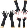 Women Trendy Halloween Long Nails Gloves Creative Cosplay Hand Sleeves Witch Arm Warmers