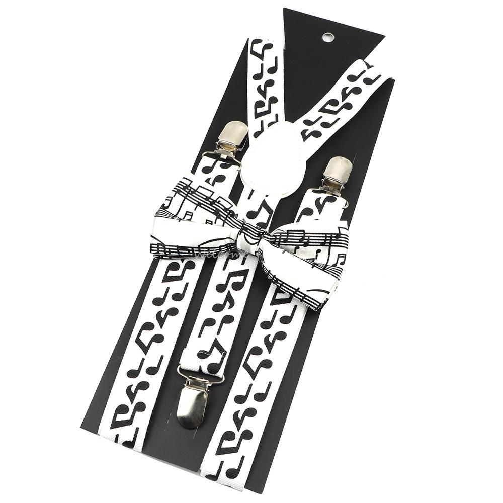 New Design Parent-Child Musical Suspender Set Include Stave Rainbow Bowtie For Party Dress Shirt Daily Wear Accessory Gift
