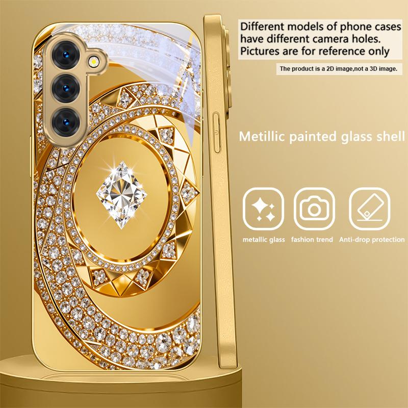 Изысканное ювелирное искусство Для Samsung Galaxy S26 S20 FE S21 S22 S23 Plus S24 Ultra S25Ultra S21+ S22Plus Золотой стеклянный чехол для телефона