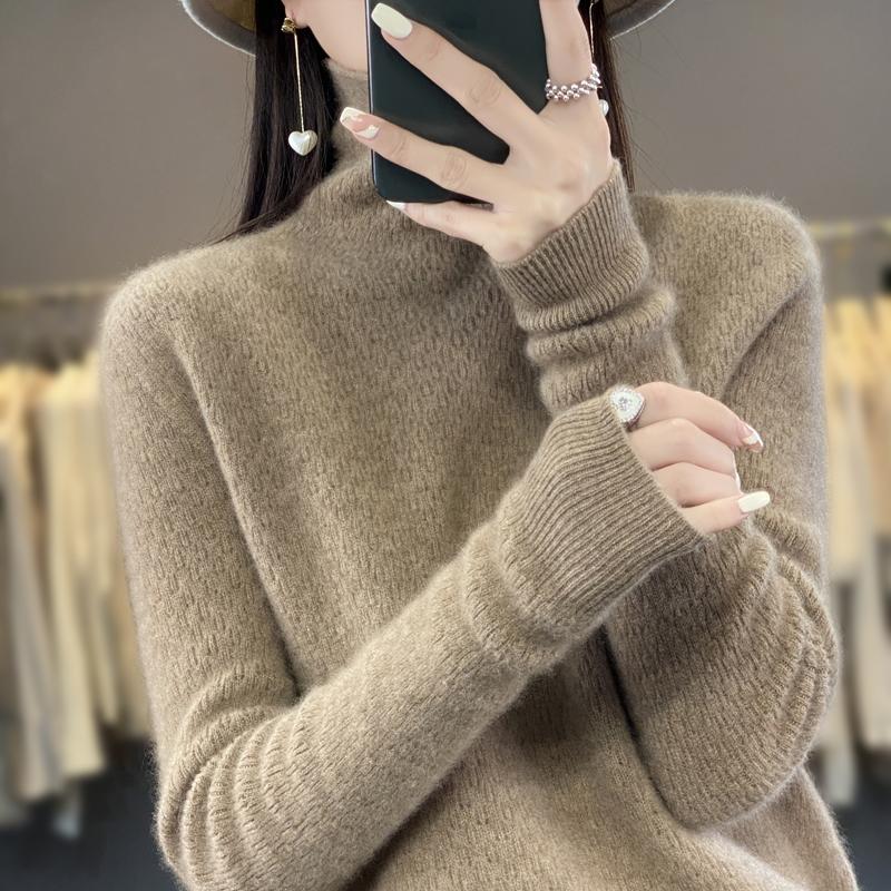 Женский свитер с высоким воротником, кашемир Цинхэ, 30% кашемир, 70% шерсть, зимний вязаный пуловер, осенний свитер, кашемировый свитер