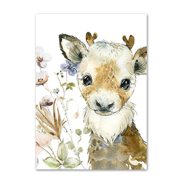 Personalized Poster Baby Name Custom Canvas Painting Print Lion Elephant Raccoon Rabbit Wall Art Decoration Kids Bedroom Picture