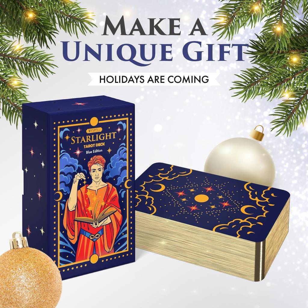 Wyspell Starlight Tarot Deck with Guidebook - Unique Tarot Card Deck for Beginners - Modern Fortune Cards (Blue)