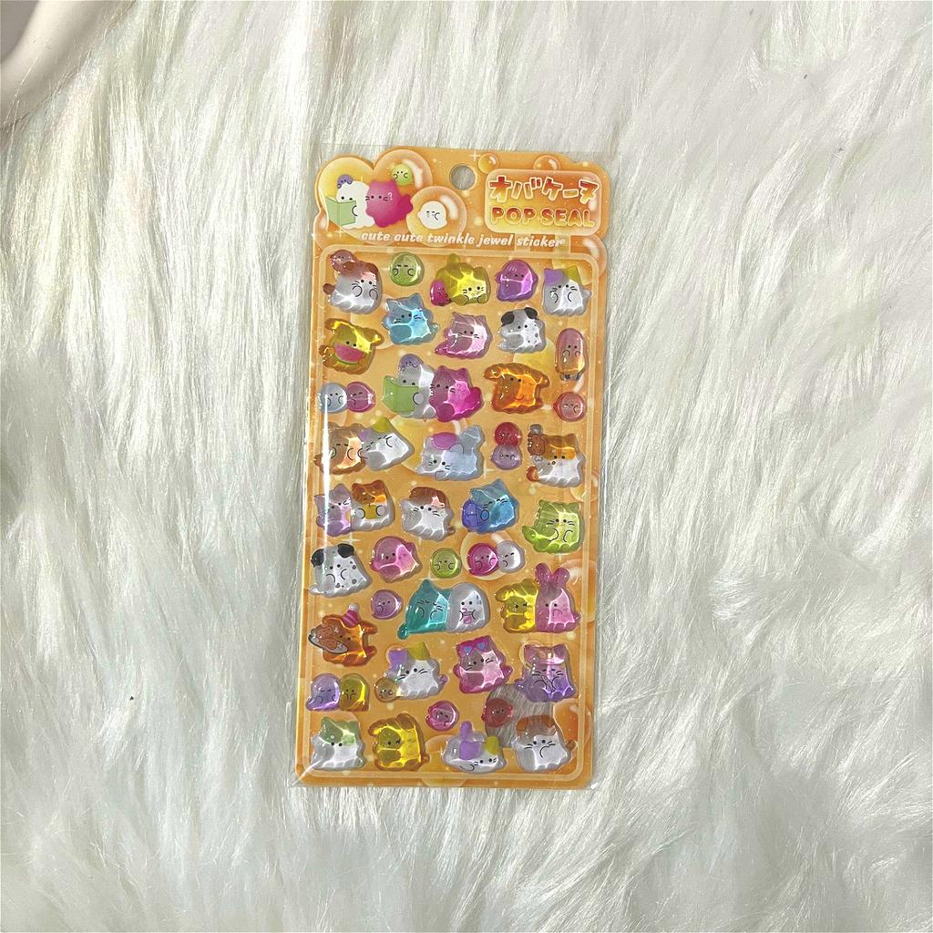 Fun 3D Yoyo Family Ghost Cute Embossed Crystal Decorative Stickers - Kids Stationery Scrapbook Creative Stickers