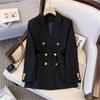 Women Fashion Temperament Blazer Long Sleeve Double Breasted Slim Coat Fall Jacket Office Lady Casual Outwear