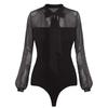 Женский боди с длинным рукавом, сексуальный, эластичный, облегающий, топы, повседневный леотард, простая рубашка