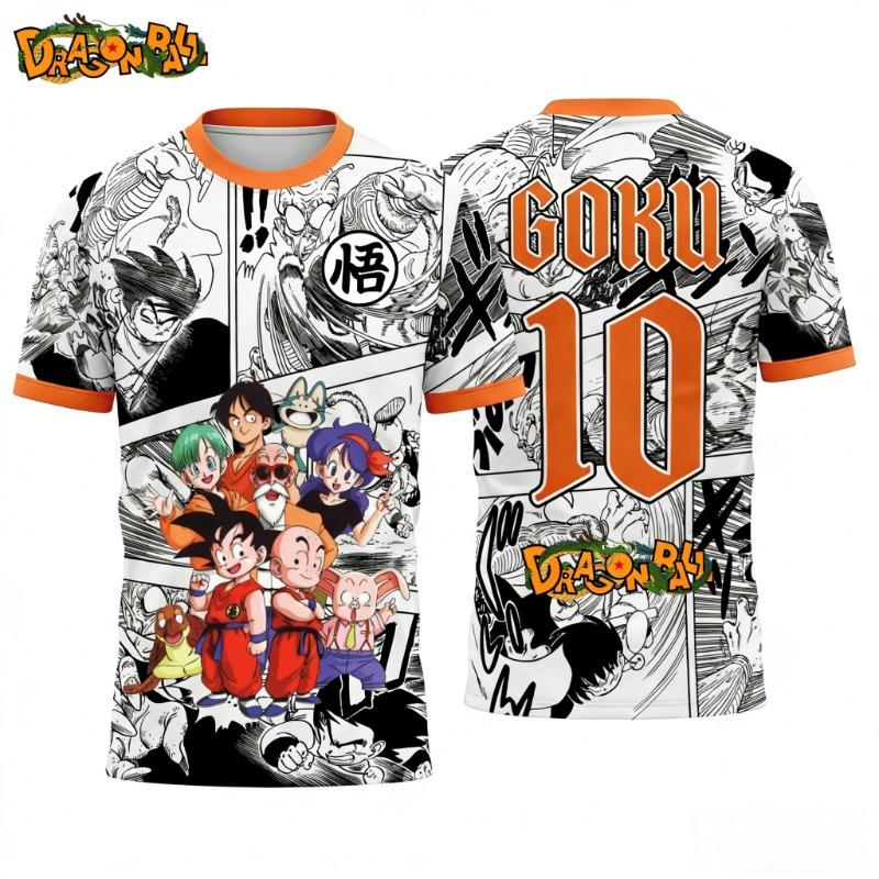 Летняя футболка оверсайз Dragon Ball 2026 Высококачественная 3D-печать Kid Goku и Классический Персонаж Панель Манги Унисекс Ретро Y2K Футболка