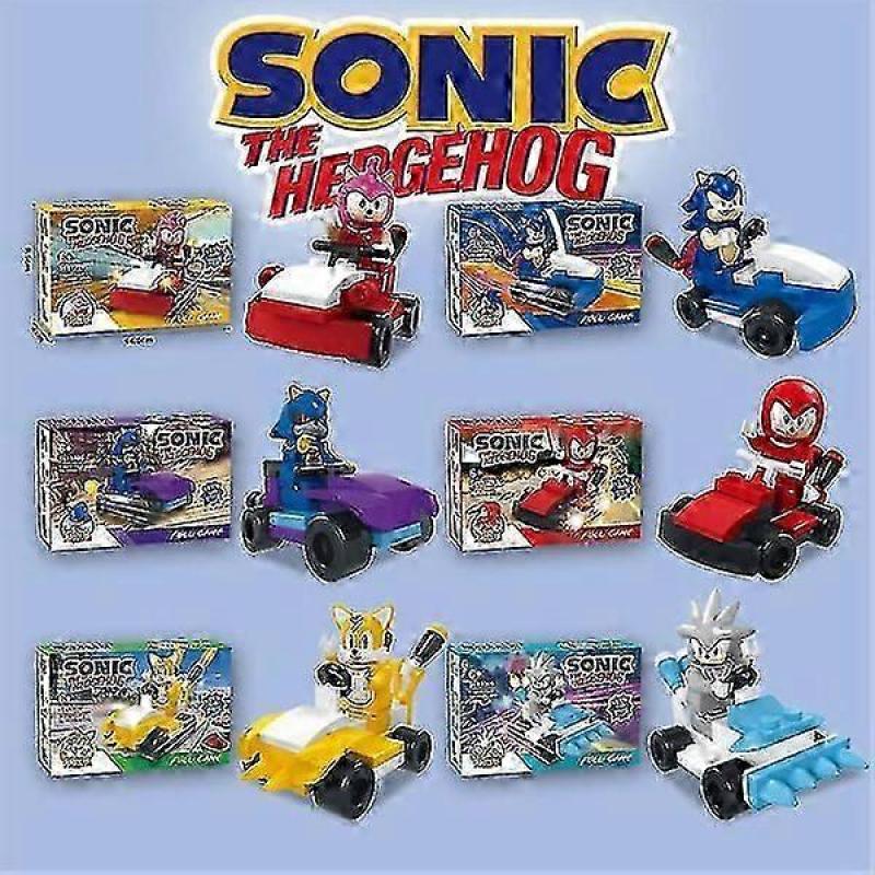 6-pack Sonic Building Blocks Mini Action Figures Cartoon Race Car Minifigures Toys