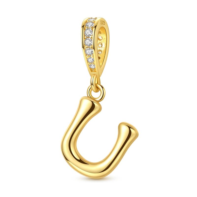 Новые Медные Золотистые Шармы-Подвески 26 Букв Для Оригинального Браслета Женский DIY Подарок