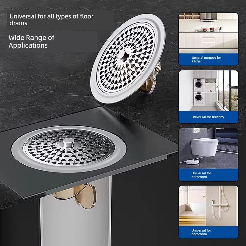Anti-Odor Floor Drain Core, Universal for Bathrooms, Insect-Proof Hair Filter, Anti-Odor Device for Drain Pipes, Sealing Cover