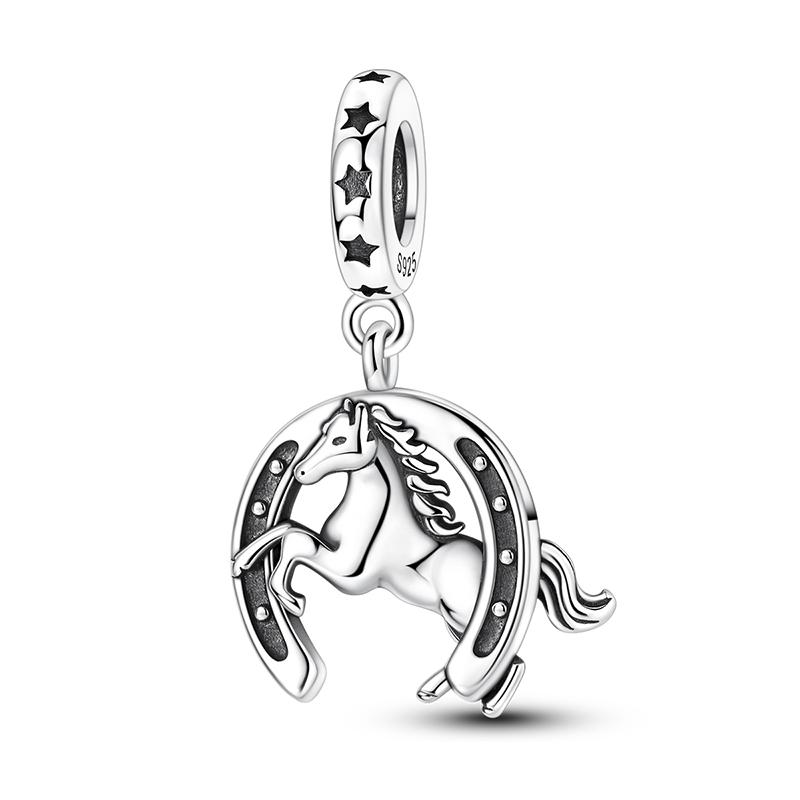 Original 925 Sterling Silver Bead Charms U Shape Lucky Horseshoe Pendant Fit Original Bracelet For Women DIY Jewelry Gift