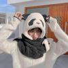Cute Cartoon Panda Hat Winter Warm Hat Windproof Scarf and Gloves Set Cute Winter Thick Hooded Scarf with Mimics