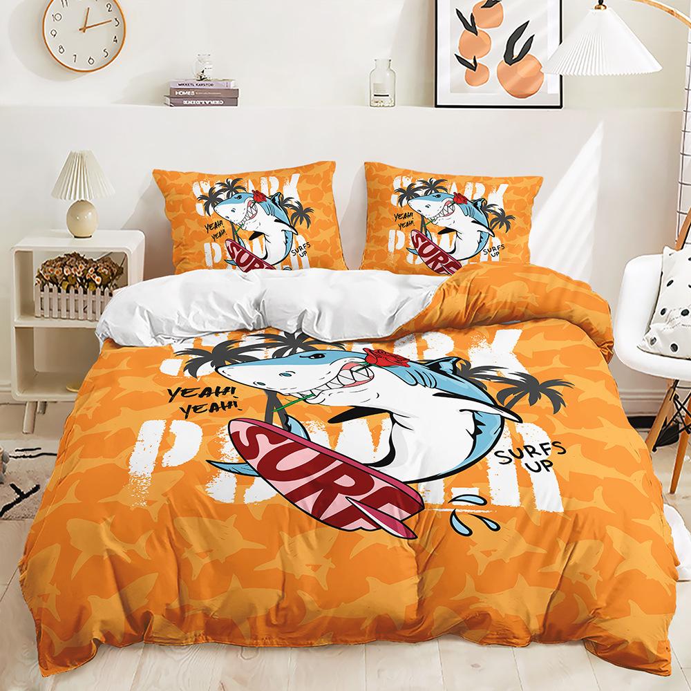 Bed Three-Piece Marine Animal Kit Sea Turtle Shark Quilt Cover Two-Piece Bedroom