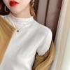 Spring and Autumn Knitted Sweater Top Women's New Semi-turtleneck Lazy Wind Loose Inside Long Sleeve Winter Bottom Sweater
