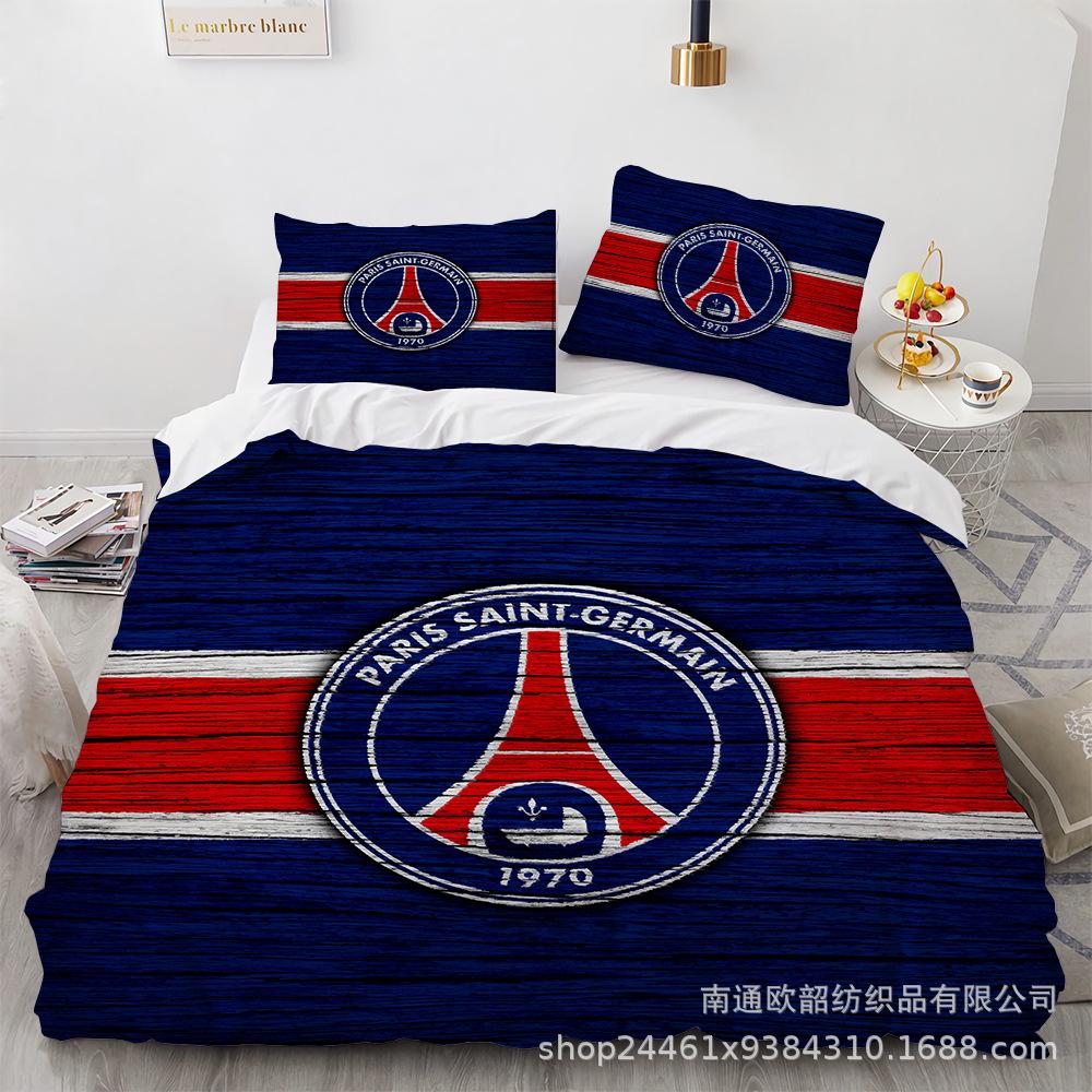 Size 3D Printed Football Club Standard Bedding Three-Piece Quilt Cover Pillowcase