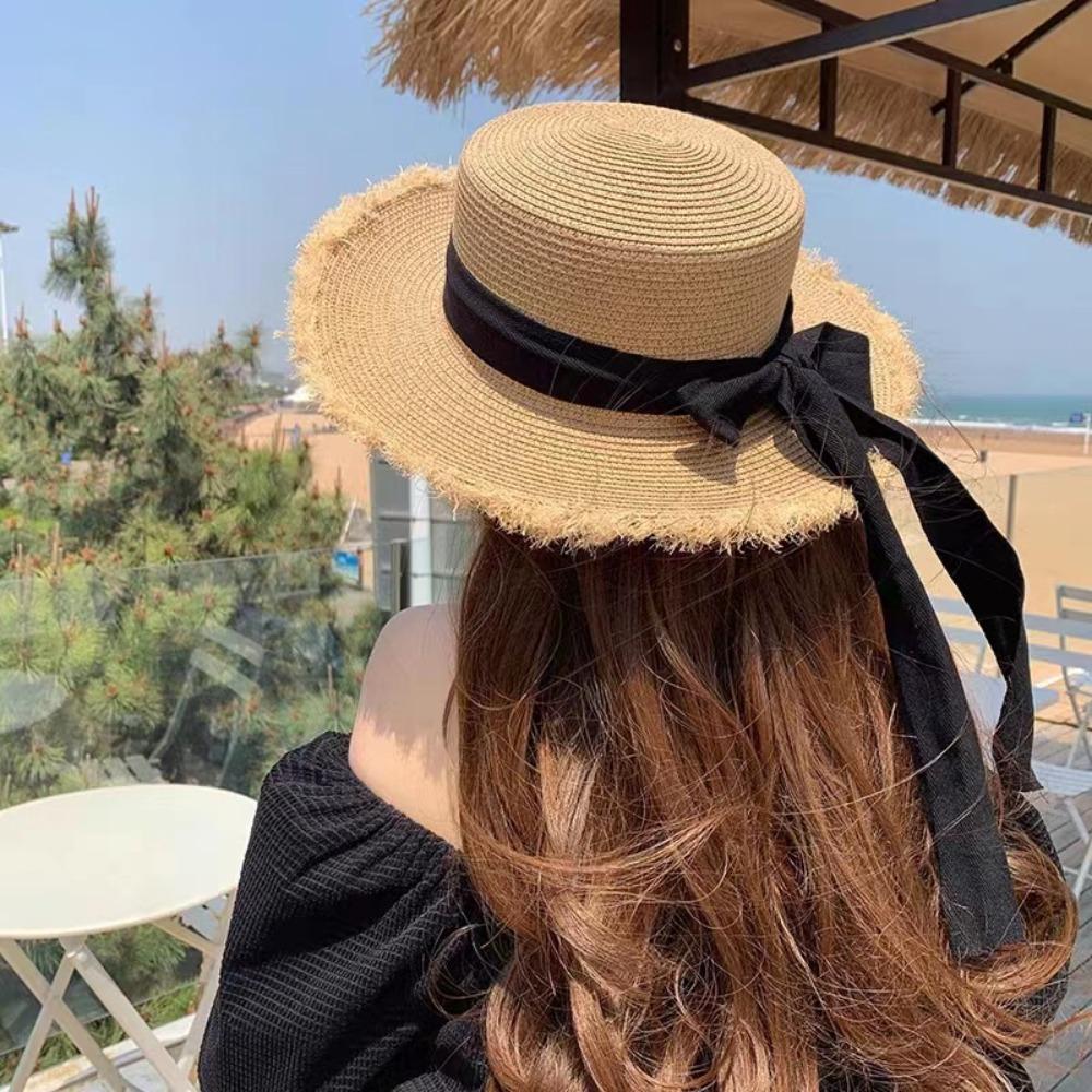 Wide Brim Sunscreen Hat Ribbon Bow Sun Hat New Sunshade Cap Women