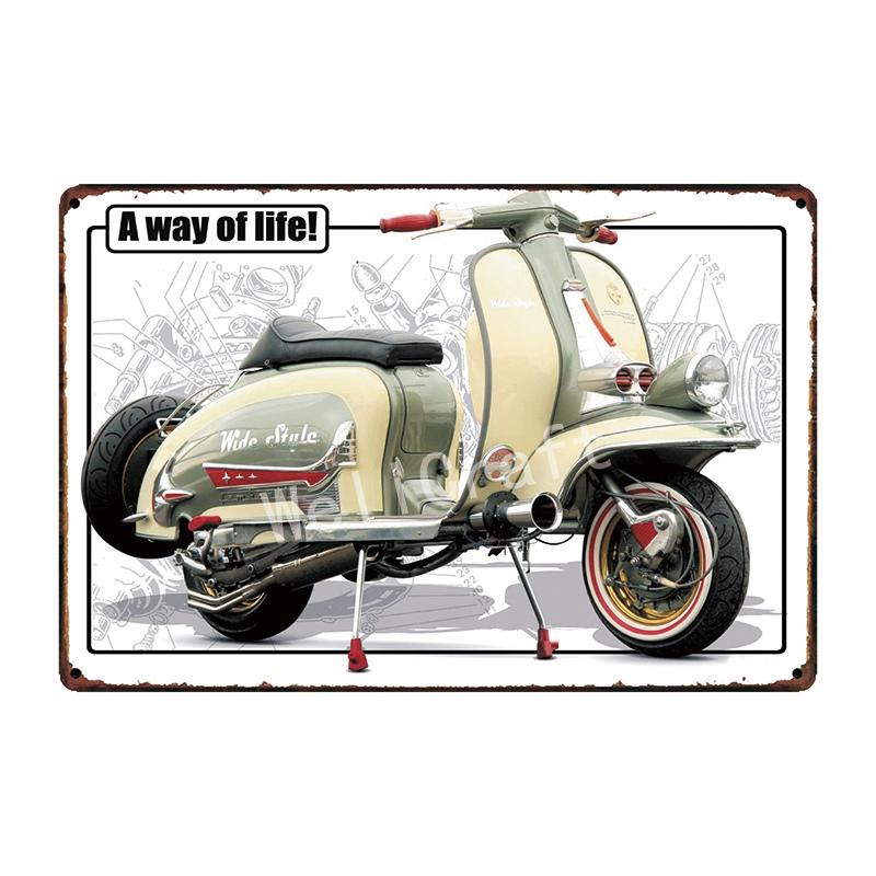 [ WellCraft ] Жестяная табличка с изображением мотоцикла Lambretta, домашняя настенная табличка, картина, декор для магазина 20*30 см FG-204