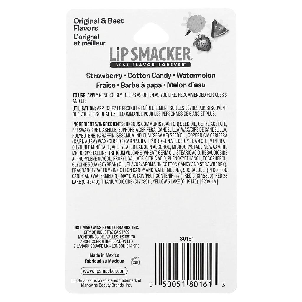 Lip Smacker Lip Balm, Original & Best Flavor, 3 Packs, 4 G (0.14 Oz) Each