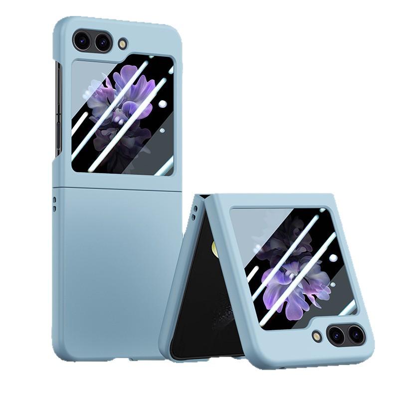 Совместимо с Samsung Z Flip 4/5/7: Защитный чехол для телефона с ощущением кожи, ударопрочный, с полным покрытием.